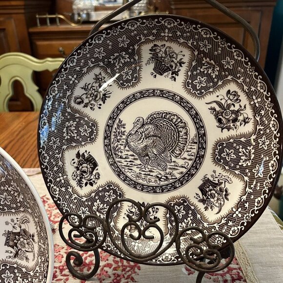 Set Of 2 Spode Festival Turkey 10” Shallow Serving Bowls Pasta Bowls - Picture 4 of 9